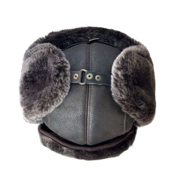 Genuine Shearling Sheepskin Leather Trapper Hat | Aviator Hat | Ushanka - Picture 2 of 6